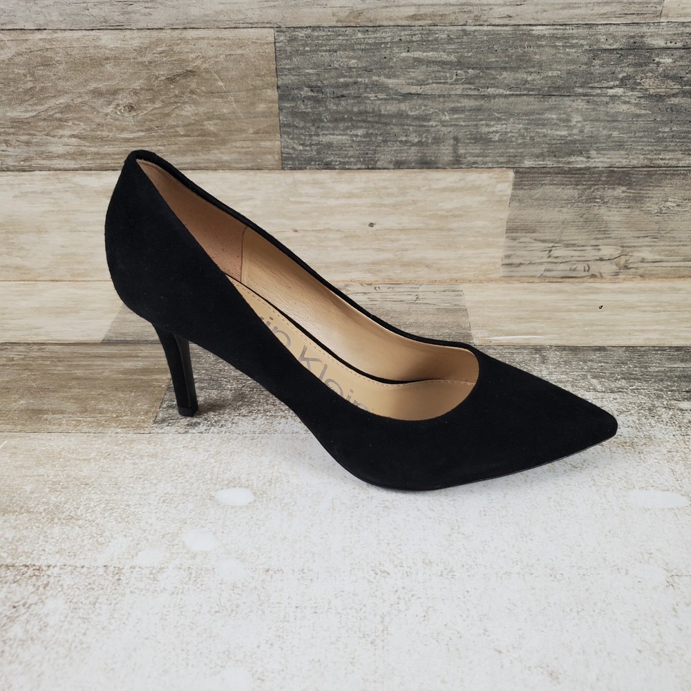 Calvin Klein Gayle Womens Pumps Sz 7 M Black Comfort Suede Slip On Pointed Toe